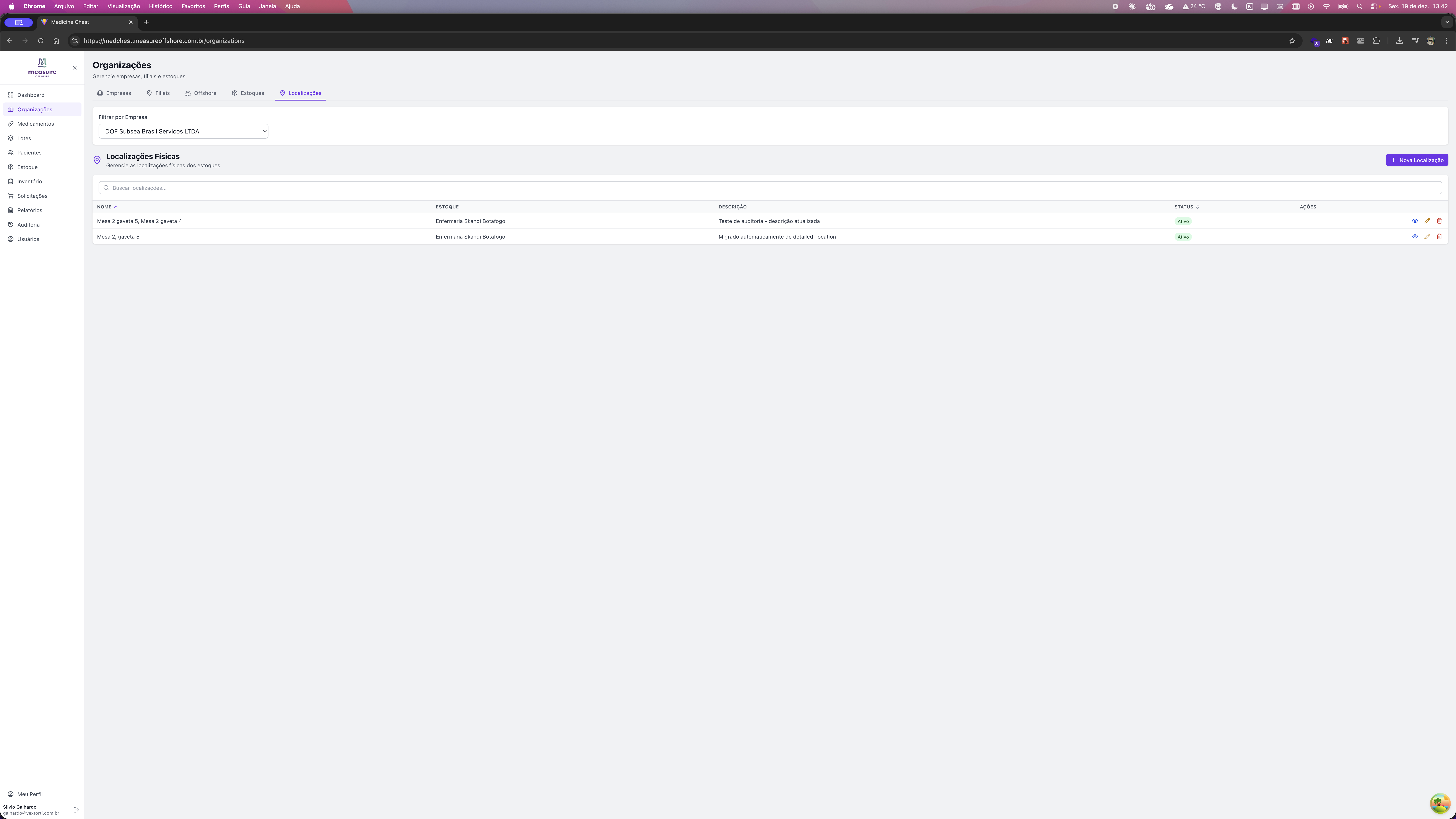 Listagem de Localizações